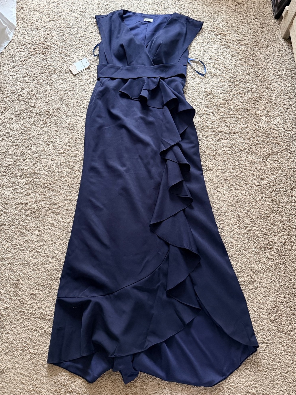 Women's Navy Ruffle Maxi Dress